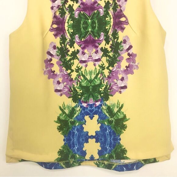 ASOS Yellow Botanical Mirror Print Sleeveless Blouse - Picture 3 of 12